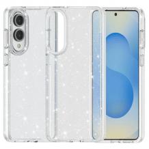Луксозен силиконов калъф / кейс / Crystal Case TPU за Samsung Galaxy S25 Edge - прозрачен / брокат