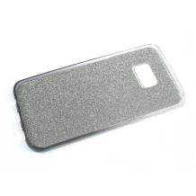 Луксозен силиконов гръб за Samsung Galaxy S8 G950 - сребристо и черно / брокат