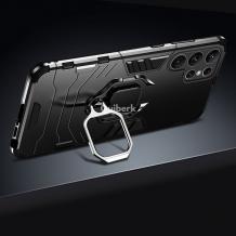 Удароустойчив гръб TPU Ring Armor Case с твърда част и стойка с магнитно захващане за Samsung Galaxy S23 5G - черен