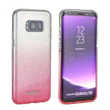 Луксозен силиконов калъф / гръб / TPU Kakusiga за Samsung Galaxy S8 G950 - преливащ брокат / розово и сребристо