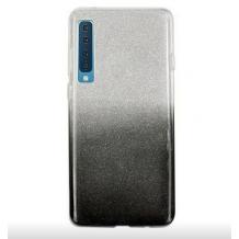 Силиконов калъф / гръб / TPU за Samsung Galaxy A7 2018 A750F - преливащ / сребристо и черно / брокат