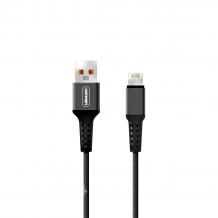 USB кабел DENMEN Lightning D02L 2.4A за зареждане и пренос на данни - черен