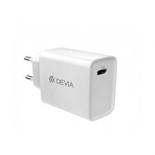 Зарядно устройство (адаптер) DEVIA 220V, 20W, USB-C, PD3, 3A  - бяло