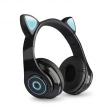 Стерео LED слушалки Bluetooth Cat Ear CT-86 / Wireless Headphones / безжични LED слушалки Cat Ear CT-86 - черни