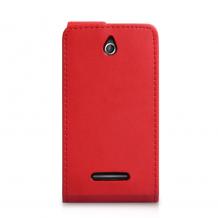 Кожен калъф Flip тефтер за Sony Xperia E Dual C1605 - червен