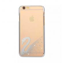 Луксозен ултра тънък твърд гръб с камъни Swarovski за Apple iPhone 6 / iPhone 6S - Swan / сребрист