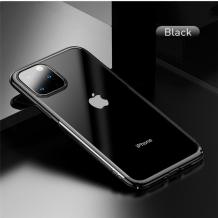 Луксозен твърд гръб Baseus Glitter Clear Case за Apple iPhone 11 6.1 - прозрачен / черен кант