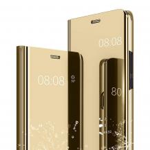 Луксозен калъф Clear View Cover с твърд гръб за Huawei Honor 20 Lite - златист