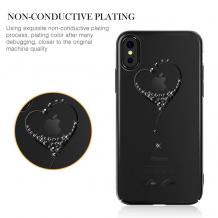 Луксозен твърд гръб KINGXBAR Swarovski Diamond за Apple iPhone X - прозрачен / черен кант / сърце
