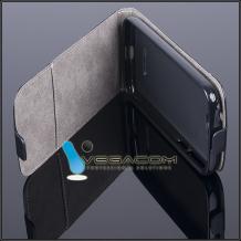 Кожен калъф Flip тефтер Flexi със силиконов гръб за Alcatel One Touch Pop C7 OT-7041D / Alcatel C7 - черен