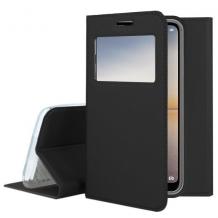 Луксозен кожен калъф Flip тефтер S-view със стойка LOOK за Huawei Honor Play - черен