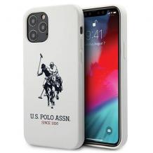 Оригинален силиконов гръб U.S. POLO ASSN. за Apple iPhone 12 Pro Max 6.7" - бял