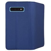 Кожен калъф Magnet Case със стойка за Samsung Galaxy S10 Plus - тъмно син