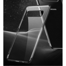Луксозен силиконов калъф / гръб / TPU Baseus Shining Case за Samsung Galaxy S10 - прозрачен / черен кант