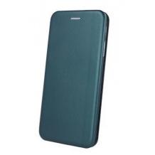 Луксозен кожен калъф Flip тефтер със стойка OPEN за Samsung Galaxy A20s - тъмно зелен