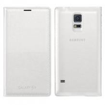 Оригинален кожен калъф Flip Cover / EF-WG900BWEGWW за Samsung G900 Galaxy S5 / Galaxy S5 Neo G903 - бял