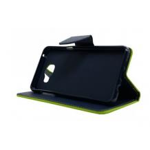 Луксозен кожен калъф Flip тефтер със стойка MERCURY Fancy Diary за LG K4 - зелен със синьо