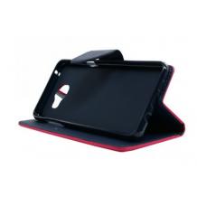 Луксозен кожен калъф Flip тефтер със стойка MERCURY Fancy Diary за LG K4 - розов