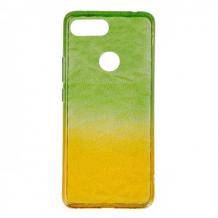 Луксозен силиконов калъф / гръб / TPU за Xiaomi Redmi 6 - призма / зелено и жълто / брокат