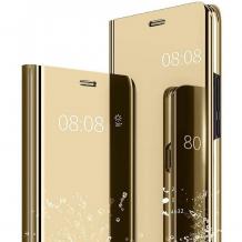 Луксозен калъф Clear View Cover с твърд гръб за Huawei Y5p - златист