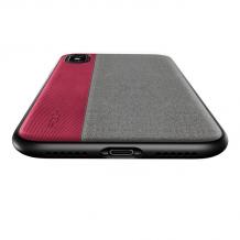 Луксозен гръб ROCK Pro Series за Apple iPhone X - сив с тъмно червено