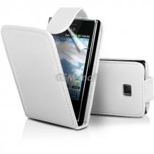 Кожен калъф Flip тефтер за LG Optimus L3 II e430 - бял