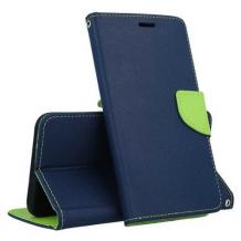 Кожен калъф Flip тефтер със стойка MERCURY Fancy Diary за Samsung Galaxy A02s - тъмно син със зелено