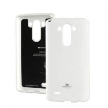 Луксозен силиконов калъф / гръб / TPU Mercury GOOSPERY Jelly Case за LG G3 S / LG G3 Mini D722 - бял