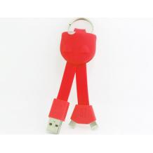 USB кабел за зареждане и пренос на данни 2 in 1 / Micro USB + iPhone 5 / 5S - Cow Keychain / червен