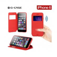 Луксозен калъф Flip тефтер със стойка S-View G-CASE Sense Series за Apple iPhone 6 Plus 5.5'' - червен