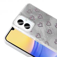 Луксозен силиконов калъф / гръб / TPU Ponti Case за Samsung Galaxy A06 - сив кейс / сърца с камъни