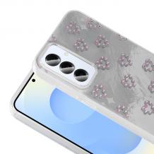Луксозен силиконов калъф / гръб / TPU Ponti Case за Samsung Galaxy S25 Plus - сив кейс / сърца с камъни