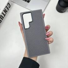 Луксозен гръб / кейс / Troy Case с безжично зареждане MagSafe за Samsung Galaxy S24 Ultra - сив / carbon
