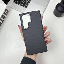 Луксозен гръб / кейс / Troy Case с безжично зареждане MagSafe за Samsung Galaxy S25 Ultra - черен / carbon