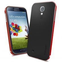 Оригинален силиконов гръб SGP Neo Hybrid за Samsung Galaxy S4 i9500 / Samsung S4 i9505 - черен с червен твърд кант
