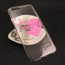 Силиконов калъф / гръб / TPU за Apple iPhone 7 Plus - прозрачен / розови сърца / Victoria's Secret
