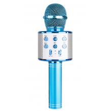 Караоке микрофон с вградени стерео високоговорители / Bluetooth Wireless Microphone Hifi Speaker WS-858 - син