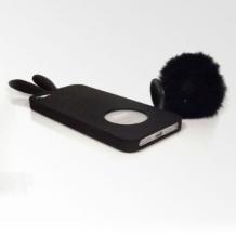 Силиконов калъф ТПУ "RABITO" за Apple iPhone 4 / 4S - черни заешки ушички