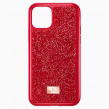Луксозен твърд гръб Swarovski за Apple iPhone 11 6.1'' - червен / камъни 
