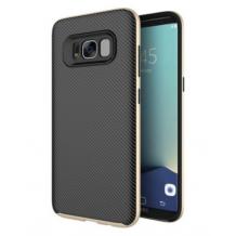 Силиконов калъф / гръб / TPU за Samsung Galaxy S8 G950 - черен / златист кант / Carbon