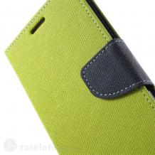 Кожен калъф Flip тефтер Mercury GOOSPERY Fancy Diary със стойка за Samsung Galaxy S6 G920 - зелен