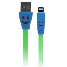 USB кабел / USB Charging Cable за Apple iPhone 5 / iPhone 5S / iPhone 5C / iPhone 6 - зелен / Smiley Face