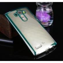 Луксозен силиконов калъф / гръб / TPU за LG G4 - прозрачен / синьо зелен кант