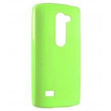 Ултра тънък силиконов калъф / гръб / TPU Ultra Thin Candy Case за LG Leon C40 - зелен / брокат