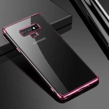 Луксозен силиконов калъф / гръб / TPU Fashion Case за Samsung Galaxy Note 9 - прозрачен / розов кант