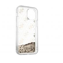  Луксозен гръб 3D Guess Glitter Case за Apple iPhone 12 mini 5.4" - прозрачен / златист брокат