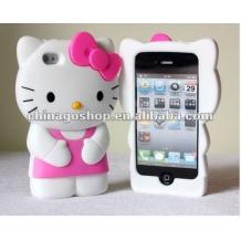 Силиконов калъф ТПУ ''Hello Kitty'' за Apple Phone 4 / 4S - бяло и розово