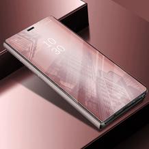 Луксозен калъф Clear View Cover с твърд гръб за Huawei Y5 2018 - Rose Gold