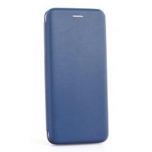 Луксозен кожен калъф Flip тефтер със стойка OPEN за Samsung Galaxy A41 - син