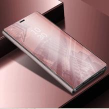 Луксозен калъф Clear View Cover с твърд гръб за Huawei Y7 2019 - Rose Gold